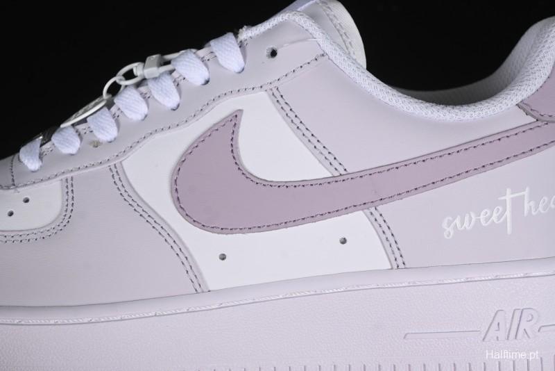 Nike Air Force 1 '07 Low Casual Sneakers with Anime-Inspired Light Gray Purple Spray Paint Design - DY8899-004