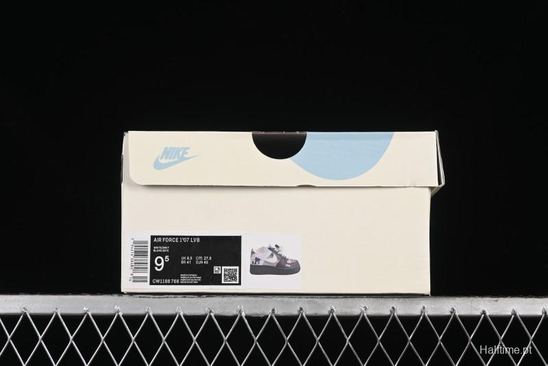 Nike Air Force 1 '07 Low Casual Sneakers with Lazy Panda Design - CW1188-768