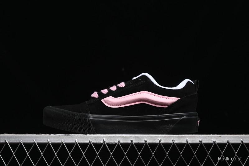 Vans Knu Skool Low Top Retro Sneakers in Black Pink with Big Logo - VN0009QC6BT1
