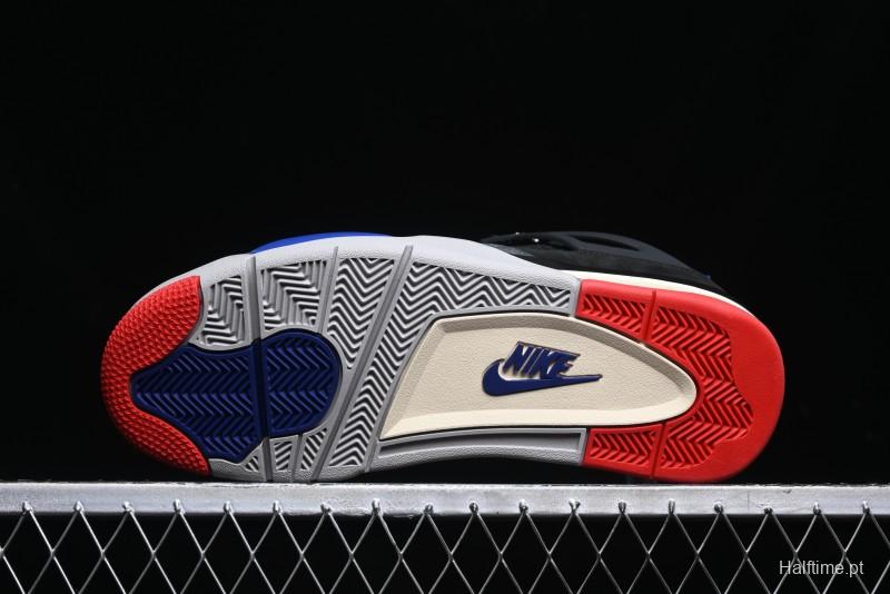 Nike Air Jordan 4 Retro Basketball Shoes with Black-Grey-Blue Color Blocking - FV5029-003