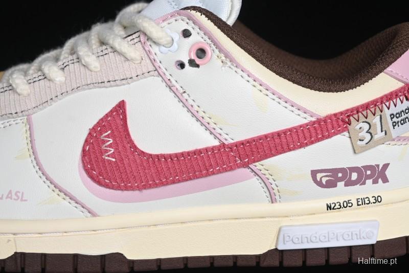 Nike Dunk Low Retro Casual Sneakers in Brown and Sail with Panda Mischief Skyline Theme - DD1503-124