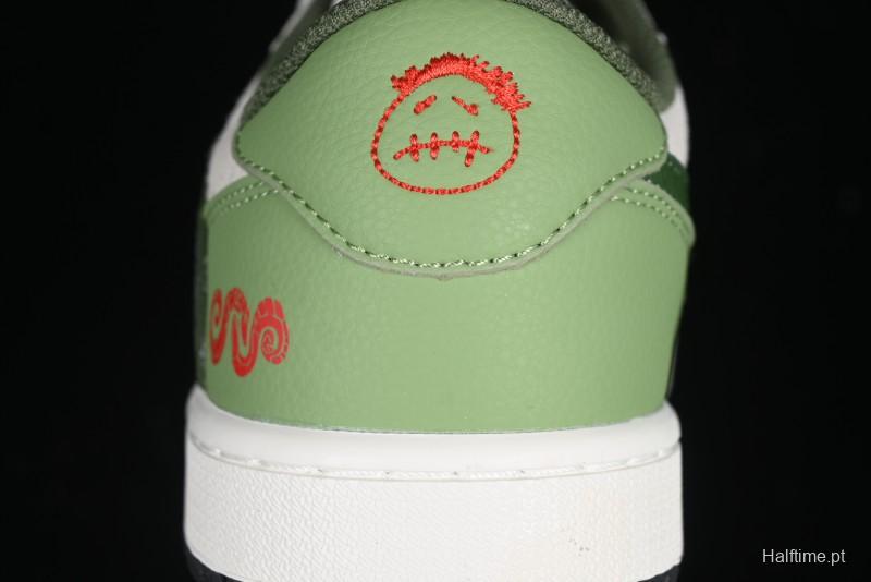 Nike Travis Scott x Fragment Design x Air Jordan 1 Low OG SP AJ1 Snake Year Limited Edition Low-Top Casual Sneakers - DM7866-075