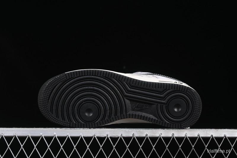 Nike Air Force 1 '07 Low Stussy Collaboration Silver Trim Black Swoosh Low-Top Casual Sneakers - XZ6188-912