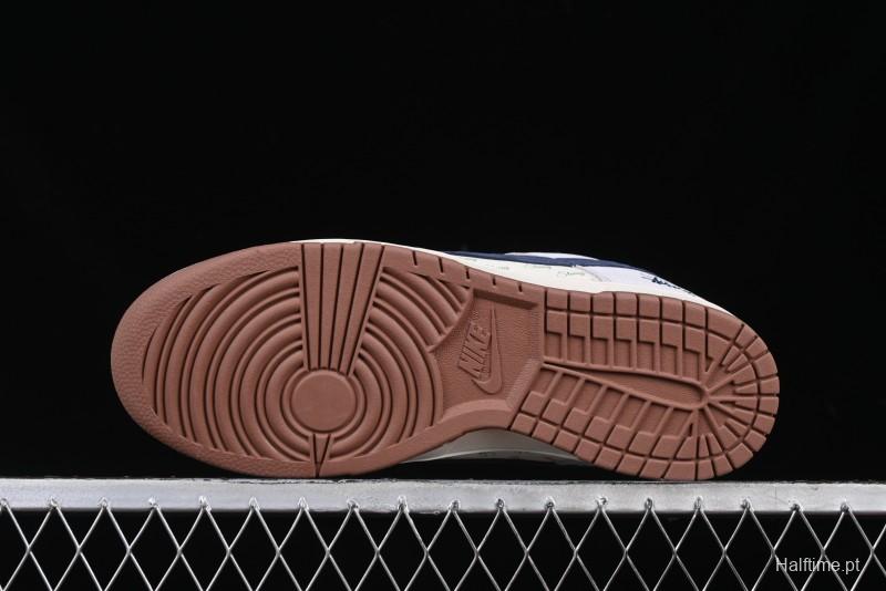 Nike SB Dunk Low Stussy Collaboration Blue Swoosh Gum Sole Anniversary Custom Low-Top Casual Sneakers - XS1086-012