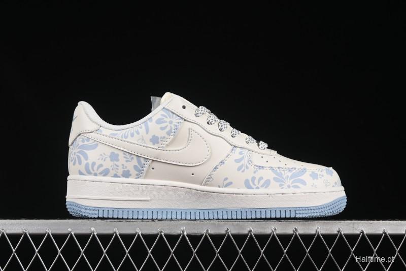Nike Air Force 1'07 Low Supreme Co-branded Blue and White Casual Sneakers - XX3168-137
