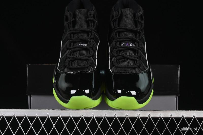 Nike Air Jordan 11 Retro CT8012-003 Basketball Shoes in Black & Guacamole Green