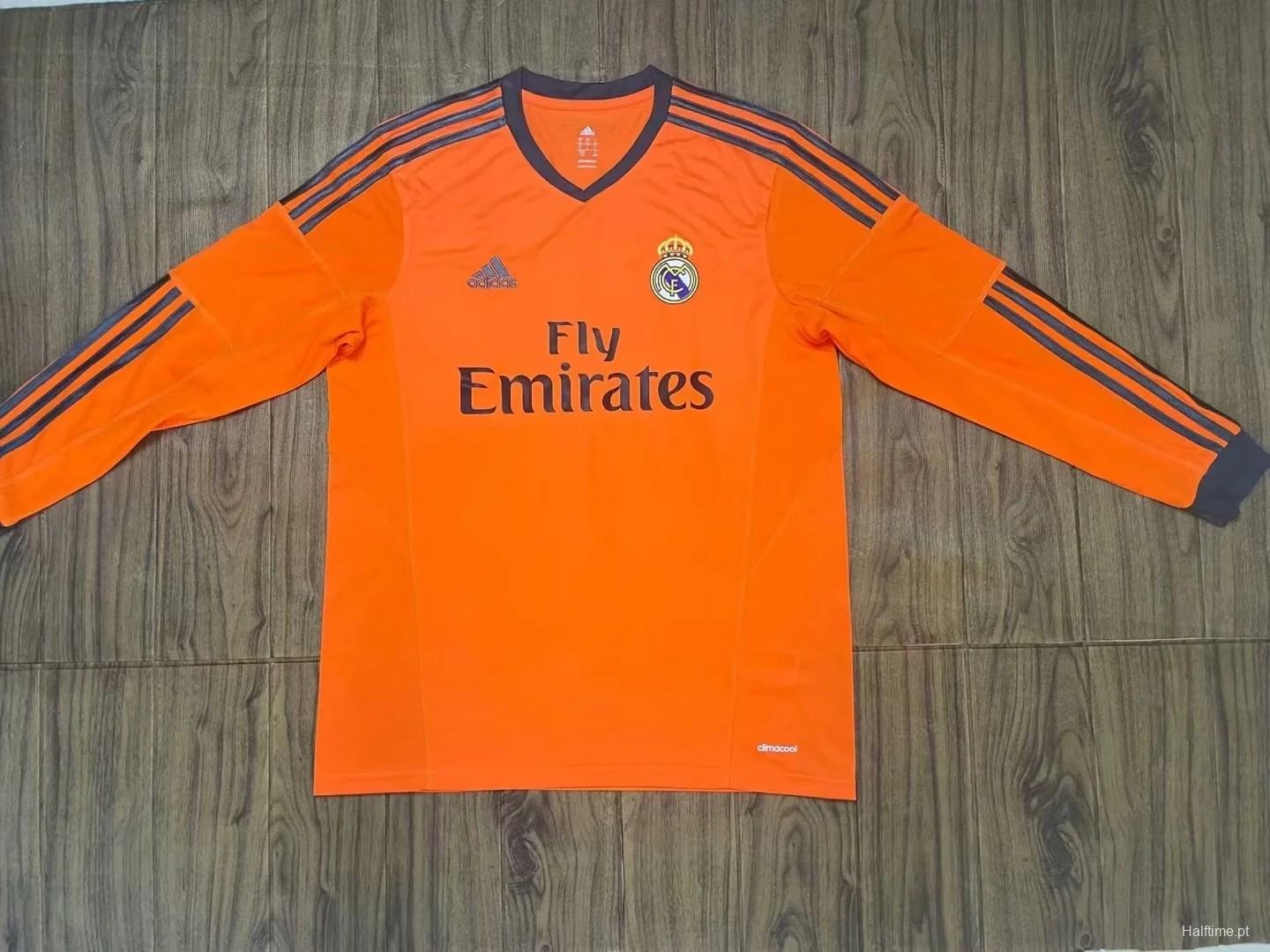 Retro 13/14 Real Madrid Third Orange Long Sleeve Jersey Worn By Ronaldo