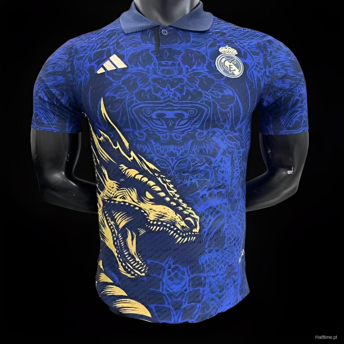 Player Version 23/24 Real Madrid Navy Golden Dragon Special Jersey