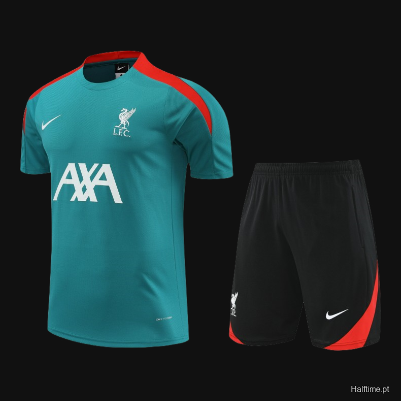 23/24 Liverpool Green Cotton Short Sleeve Jersey+Shorts