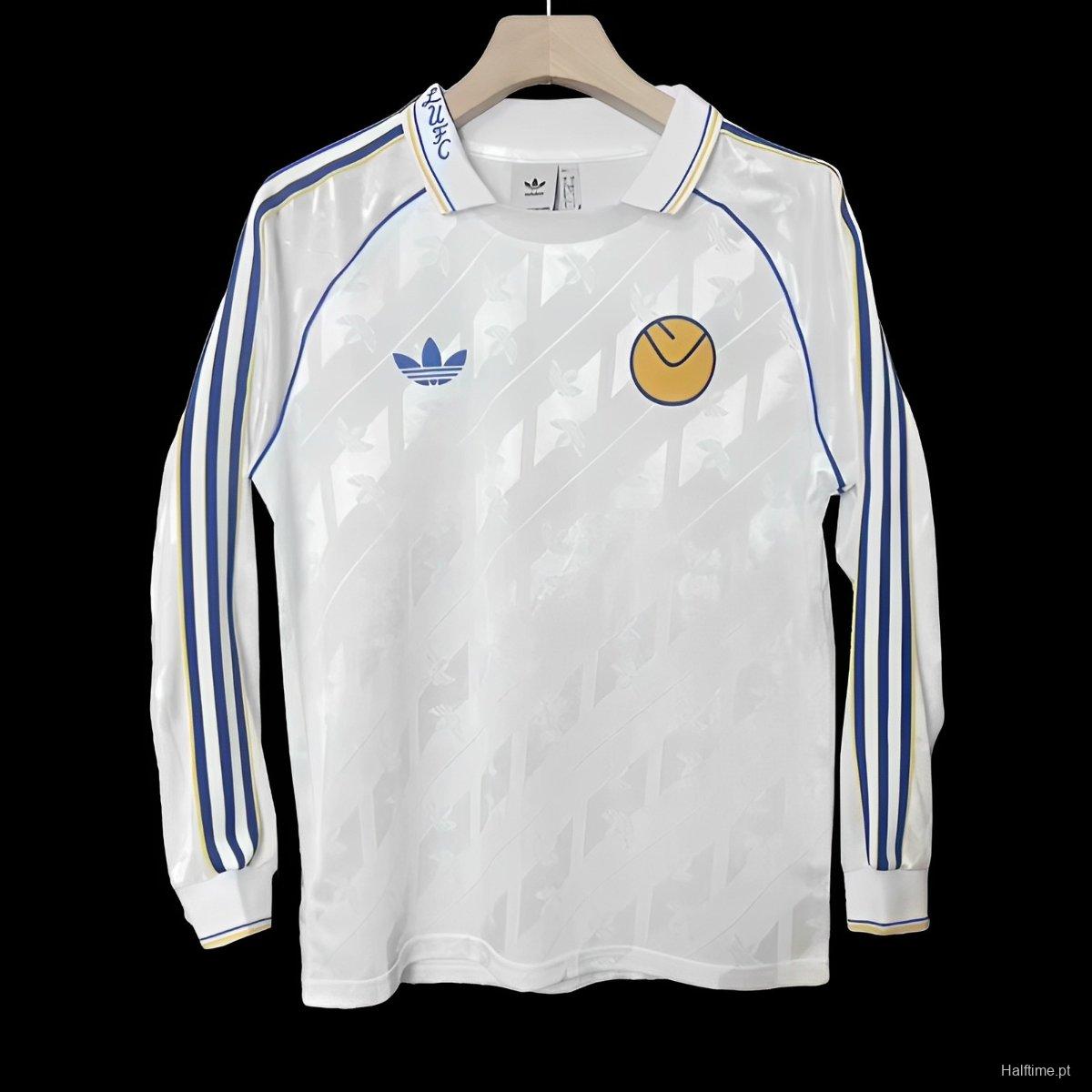 24/25 Leeds United  Adidas LFSTR Retro Long Sleeve White Jersey